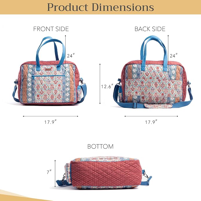 Maison d' Hermine Weekender Bags for Women Cotton Quilted Duffel Overnight Luggage Weekend Bag for Men Gym Gifts Travel | Overnight Luggage Weekend Bag for Men Gym Sports Gifts Duffle bag Business Travellers Trip Spring Summer - Image 6