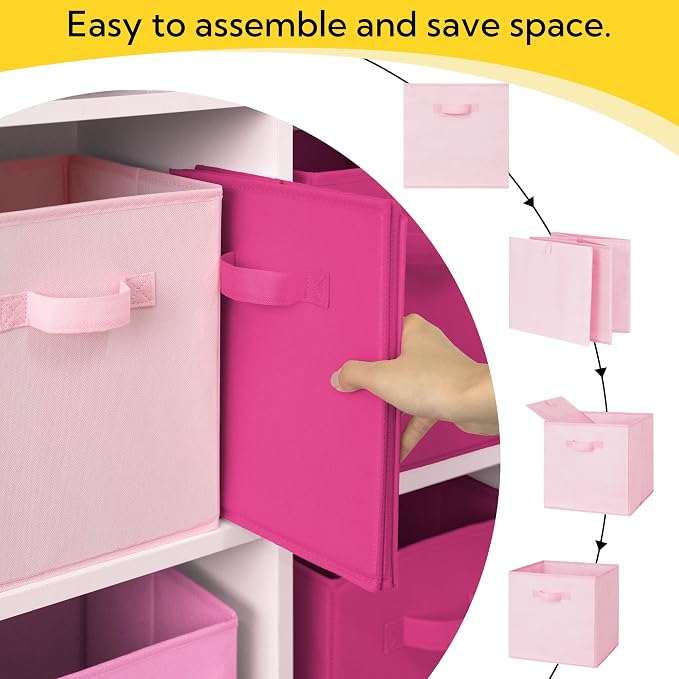 Cupic Cupid 6-Pack 13x13 Cube Storage Organizer, Cube Bins, Pink Gradient | Foldable, Reinforced Handle, Holds Clothes, Toys, Daily Essentials and More, Fits Closet, Shelves, Nursery, Playroom - Image 8