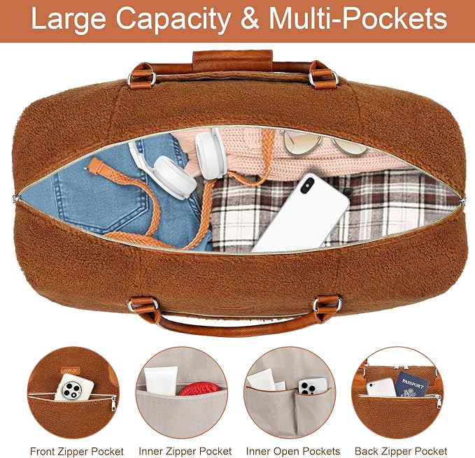 ITIEZY Weekender Bag for Women 21.5" Travel Duffel Large Carry On Bag 3PCS | Nylon Duffel Bag with Waterproof Shoe Compartment, Crossbody Bag and Toiletry Bag, Travel Weekend Hospital Overnight Gym Bag - Image 4