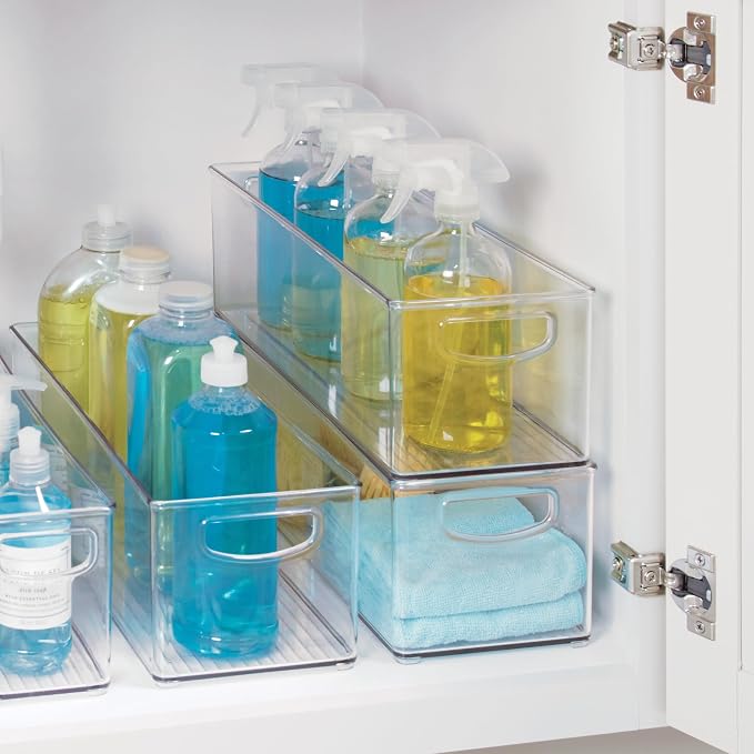 iDesign Plastic Stackable Pantry Bin with Handles, Set of 4, Clear | For Kitchen Cabinets or Fridge, Made in USA - Image 6
