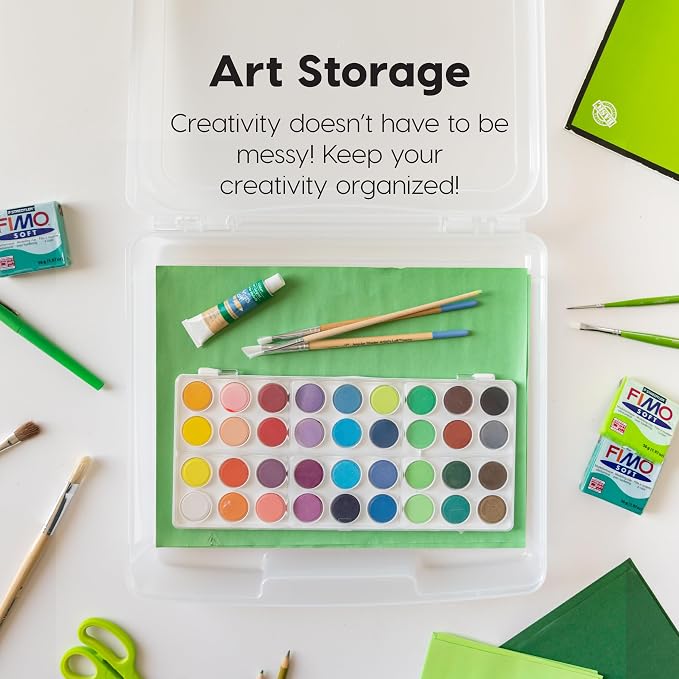 IRIS USA Board Game Storage |Made in USA| Slim Craft Case (4-Pack) - Clear | Fits 8.5" x 11" & A4 Paper, Organizers with Built-In Handle & Snap-Tight Lids, Containers for Puzzles, Art & Scrapbooking - Image 8