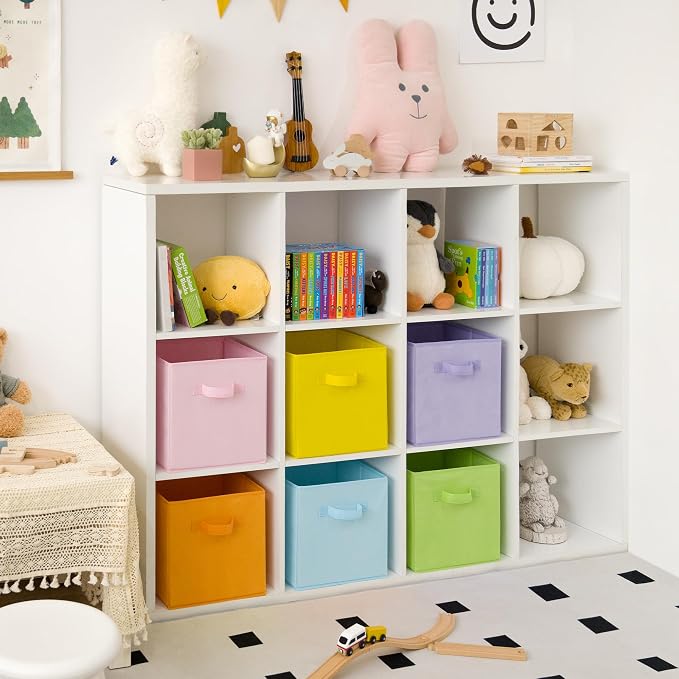 GRANNY SAYS 11x11 Storage Cube Organizers, Pastel Color, 6-Pack | Collapsible Storage Boxes with Thickened Base Plate, Sturdy Handles, Decorative Baskets for Shelves, Closet - Image 2