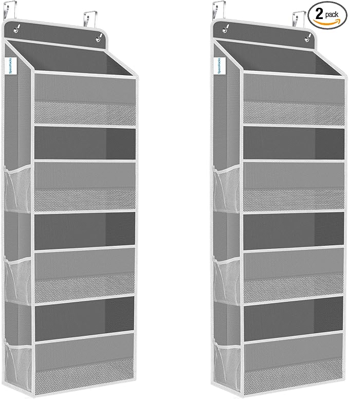 2 Pcs Over The Door Organizer Large Capacity Hanging Storage Room Organizer | 40 lb Capacity, Ultra-Sturdy, Foldable, Mesh Design with Clear Window, Space-Saving Organizer for Pantry, Nursery & Closet by SpaceHacks
