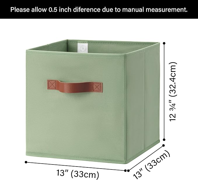 GRANNY SAYS 13 Inch Storage Cube Organizers, Sage Green, 6-Pack | Collapsible Storage Boxes with Thickened Base Plate, Sturdy Handles, Decorative Cube Storage Bins for Shelves, Closet - Image 6