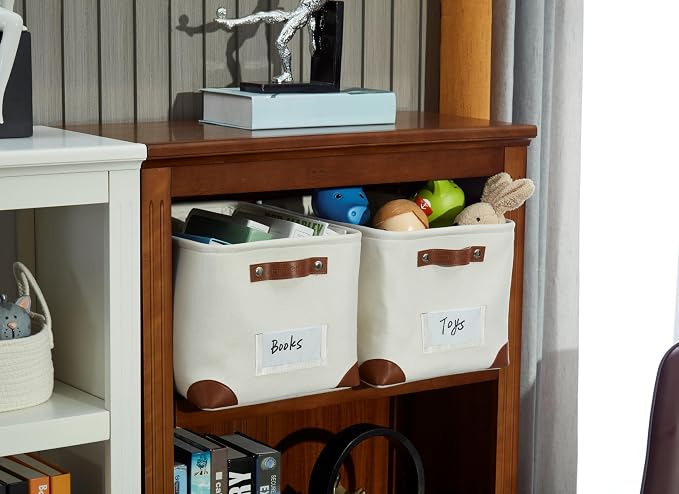 DECOMOMO Storage Bins, Large Fabric Storage Baskets for Shelves 3 Pack | 15 x 11 x 9.5 inches Decorative Linen Closet Organizers with Handles (Creamy White) - Image 7