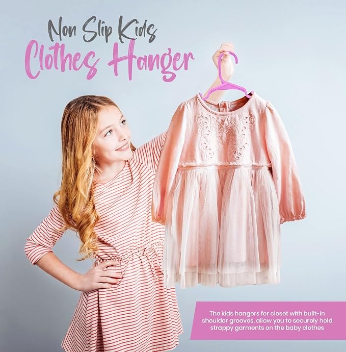 Utopia Home Kids Hangers 40 Pack – 11.5 Inch Baby Closet Hangers Baby Pink | Plastic baby hangers | Fits children's & infant clothes | Gentle on delicate garments - Image 7