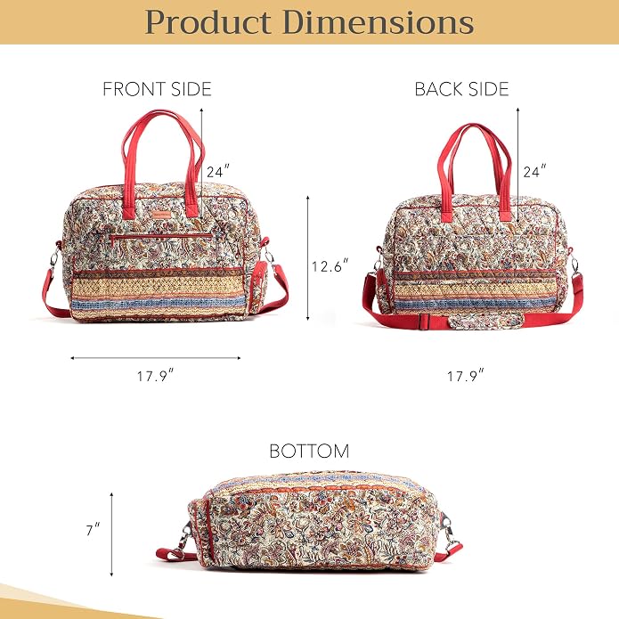 Maison d' Hermine Weekender Bags for Women Cotton Quilted Duffel Overnight Luggage Weekend Bag for Men Gym Gifts Travel | Overnight Luggage Weekend Bag for Men Gym Sports Gifts Duffle bag Business Travellers Trip Spring Summer - Image 6