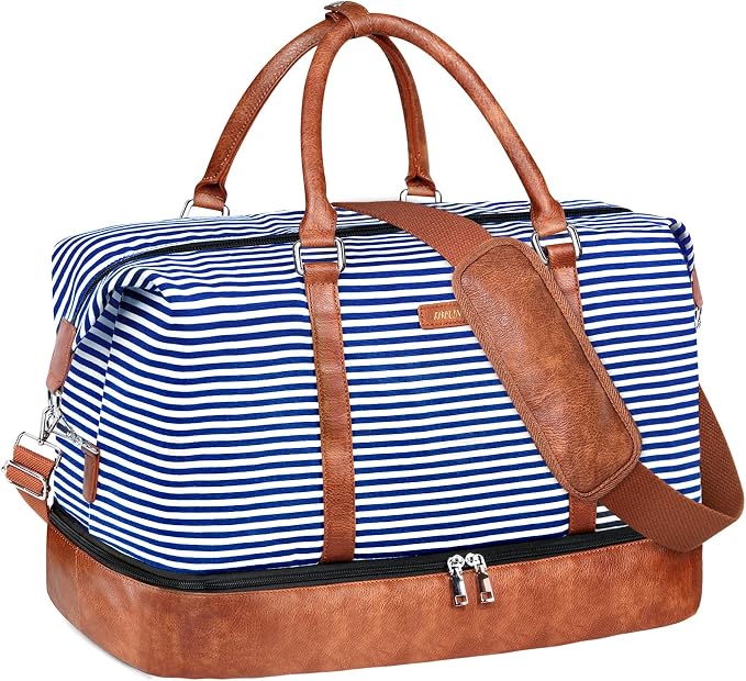 Weekender Bags for Women, 21" Travel Duffle Bag with Shoe Compartment | 3PCS Carry On Overnight Large Duffel Bag with Crossbody Bag and Toiletry Bag for Weekend Travel Gym Hospital Business Trip by IBFUN