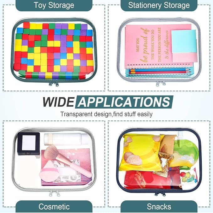 Sanwuta 6 Clear Hard Zipper Case,Blue-green,9.84 X 7.87 X 2 Inch | Pencil Case Pouches ,Makeup Bag,Plastic Toiletry Diaper Bag ,Travel Toy Storage,Waterproof Organizer Bins - Image 7