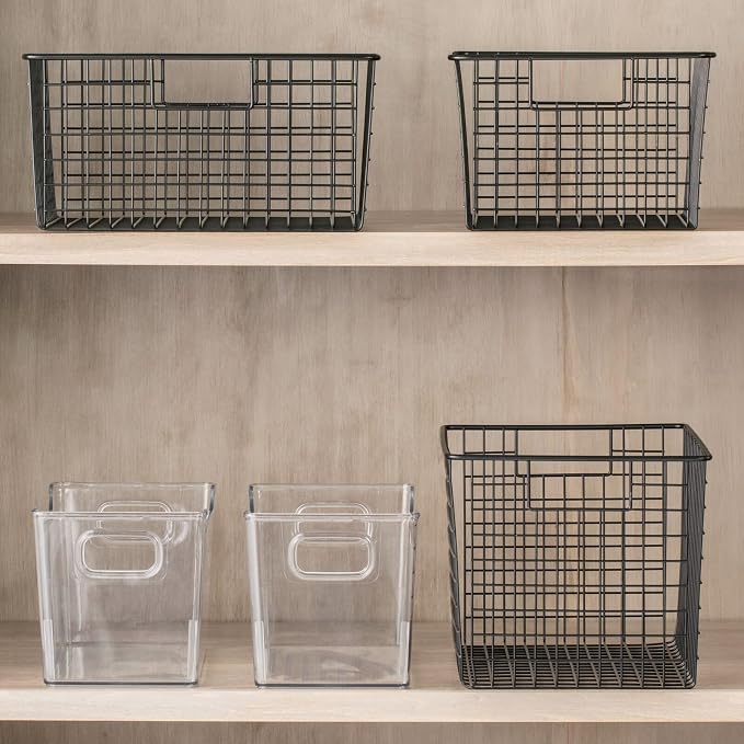 mDesign Deep Plastic Office Storage Bins with Handles for Organization in Filing Cabinet, Closet, or Desk Drawers, Organizer for Notes, Pens, Pencils, and Staples - Ligne Collection - 4 Pack - Clear - Image 3