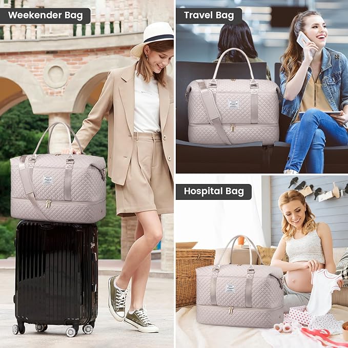 LOVEVOOK Travel Duffle Bag,Weekender Bags for Women with Shoe Compartment，Carry on Overnight Bag with Toiletry Bag,Gym Duffel Bag with Wet Pocket, Hospital Bags for Labor and Delivery - Image 6