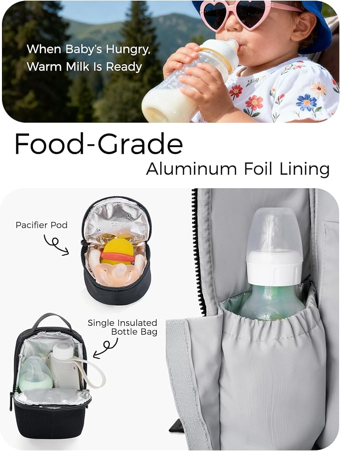 Momcozy Diaper Bag Backpack for Travel & Work - Waterproof and Multi-Pocket | Baby Bag with changing pad,mom bag with Insulated Pouch, Stroller Straps & Laptop Compartment - Image 4