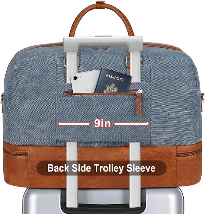 Weekender Bag for Women, Large Overnight Bag Canvas Travel Duffel Bag Carry On Tote with Shoe Compartment 21" 3Pcs Set - Image 3