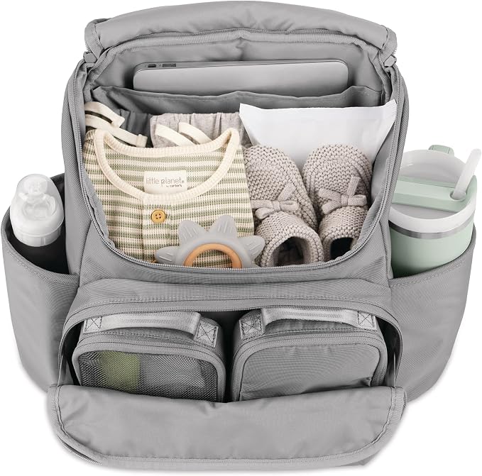 Skip Hop Diaper Bag Backpack with Portable Changing Pad Adjustable Pocket for 30 oz. Tumblers 9 Total Pockets Insulated Packing Cubes Luggage Sleeve & Stroller Straps Fits a 14” Laptop Forma Next Grey - Image 3