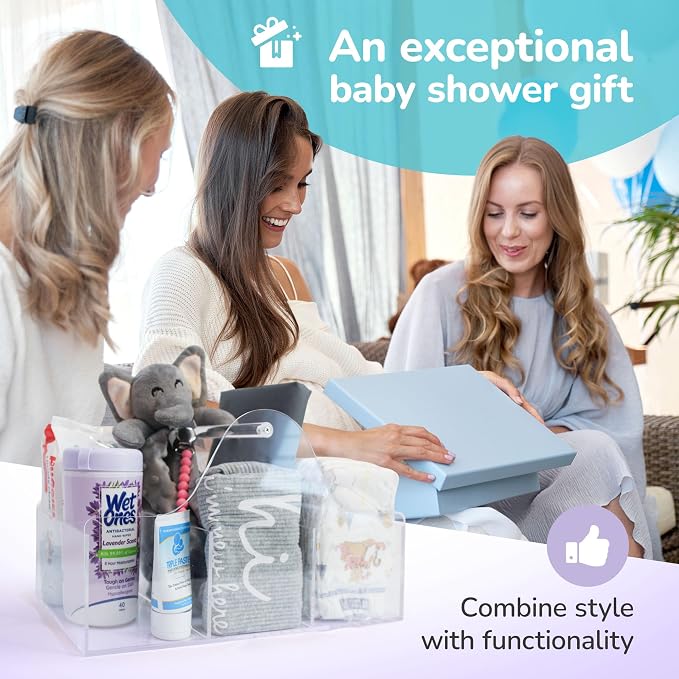 Acrylic Diaper Caddy Organizer - Stylish Portable Nursery Storage Basket with Handle & 3 Spacious Compartments - Perfect for Diapers, Wipes, Creams - Baby Shower & Nursery Must Haves - Image 6