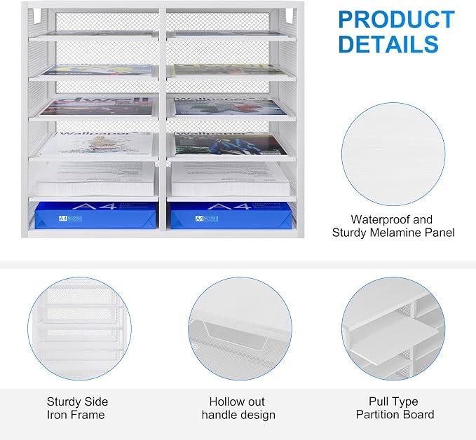 Mail Sorter for Desk, Countertop Literature Organizer, Student Mailbox for Classroom, Desktop Bill Paper Holder Rack for Office Home School, 12 Compartments, White - Image 8