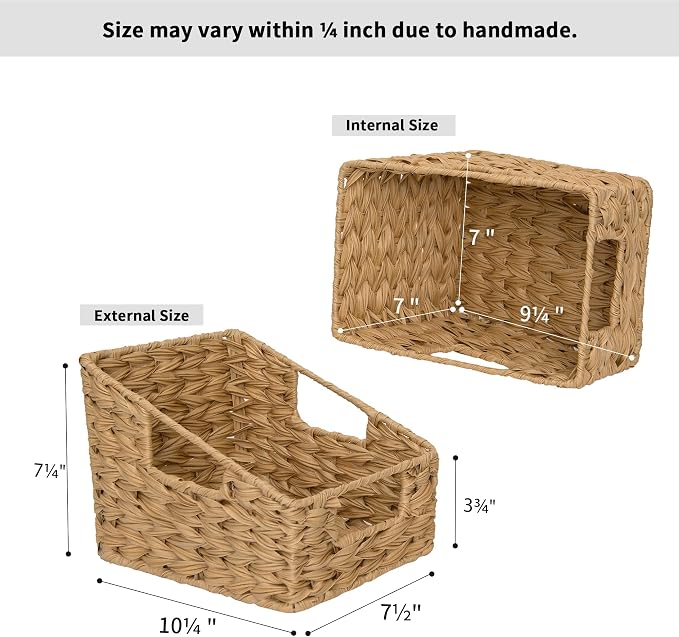 GRANNY SAYS Wicker Baskets for Organizing, Small Woven Storage Baskets | Wicker Storage Baskets for Pantry, Open Front Basket for Shelves, Kitchen Storage Baskets, Decorative Basket for Home Decor - Image 5