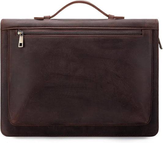 YIWEN Leather Portfolio with Handle, Zippered Front Pocket and Clip by YIWEN