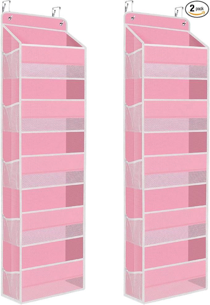 2 Pcs Over The Door Organizer Large Capacity Hanging Storage Room Organizer | 40 lb Capacity, Ultra-Sturdy, Foldable, Mesh Design with Clear Window, Space-Saving Organizer for Pantry, Nursery & Closet by SpaceHacks
