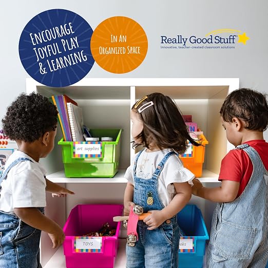 Really Good Stuff Chapter Book Classroom Library Bins with Dividers -4 Pack | 8.75" x 13.5" x 7.75", Neon, Large Plastic Bin Organizers for Book Organization, Documents, Files, Magazines - Image 10