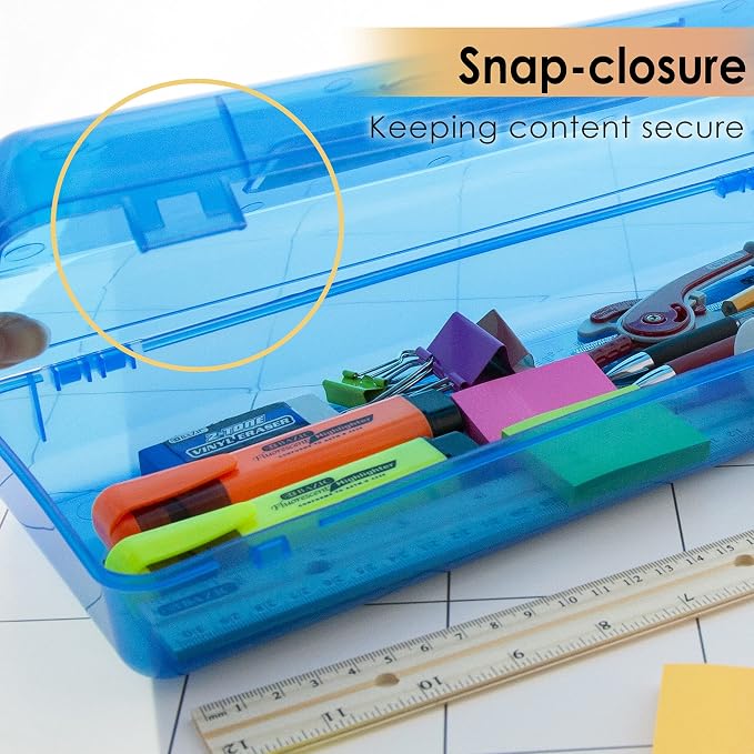 BAZIC PRODUCTS Bright Color Ruler-Length Pencil Box, 4-Set | 13 3/8 x 5 3/8 x 2 1/2 in, snap-latch lid for long supplies - Image 5