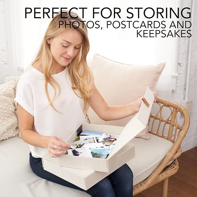 ZICOTO Decorative File Organizer Box Set of 2 and Photo Storage Boxes with Lids Bundle - Perfect to Safely Store Your Pictures, Documents, Scrapbooking Supplies, Keepsakes and Other Memories in Style - Image 8