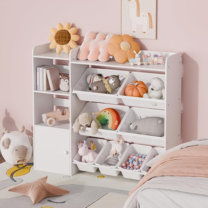 Xilingol Kids Toy Storage Organizer, 4-Tier Toy Organizers W/8 Removable Storage Bins, Kid Bookshelf and Toy Storage for Study Room, Bedroom, Kids Room, Classroom, Nursery - Image 4