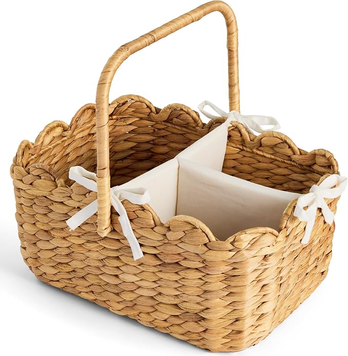 Best Choice Products Baby Diaper Caddy Organizer, Large Portable Handmade Nursery Basket w/Removable Divider & Handles, Handwoven Changing Table Storage Bin for Nursery Organization - Natural by Unknown