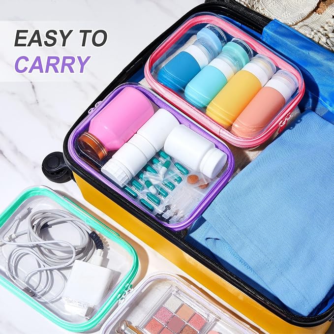 Sanwuta 6 Clear Hard Zipper Case,Colorful,7.09 X 5.12 X 2 Inch | Pencil Case Pouches ,Makeup Bag,Plastic Toiletry Diaper Bag ,Travel Toy Storage,Waterproof Organizer Bins - Image 6