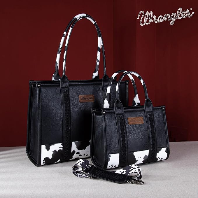 Montana West × Wrangler Tote Bag for Women Western Cow Print Purse Designer Top Handle Handbags - Image 6
