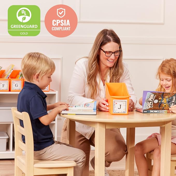 ECR4Kids Linking Storage Book Bins, Interlocking, 10-Piece, Neon Orange | Durable plastic with built-in handles, interlocking, nestable, ideal for books, magazines, and files in a classroom or office - Image 6