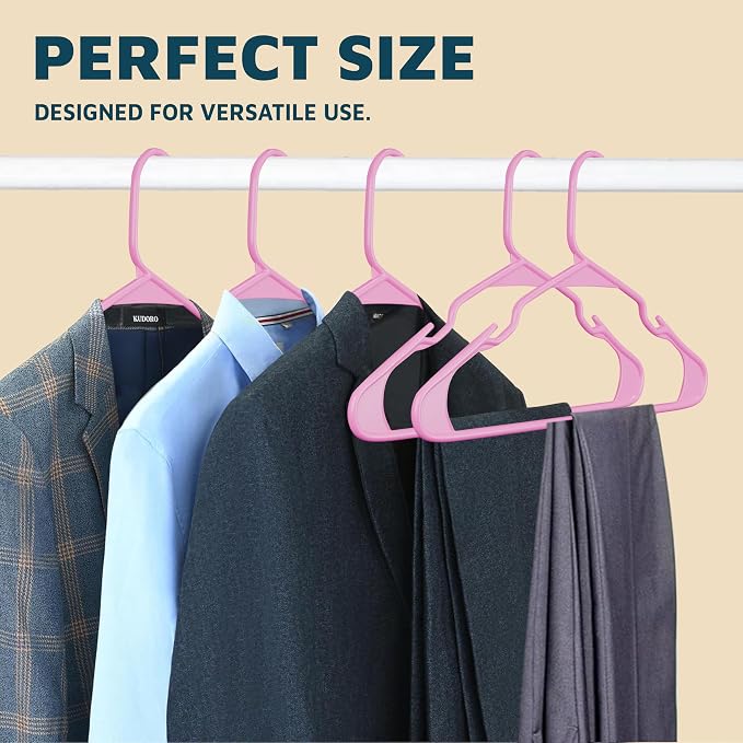 Lifemaster Plastic Clothes Hangers – Heavy Duty Hanger Set, for Organizing Clothes, Dresses, and Coat, Holds Up to 5 lbs, Space-Saving Hangers with Non-Slip Shoulder Grooves, Pack of 80, Pink - Image 10