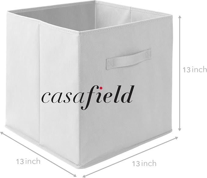 Casafield Set of 12 Collapsible Fabric Cube Storage Bins, White - 13" Foldable Cloth Baskets for Shelves, Cubby Organizers & More - Image 7