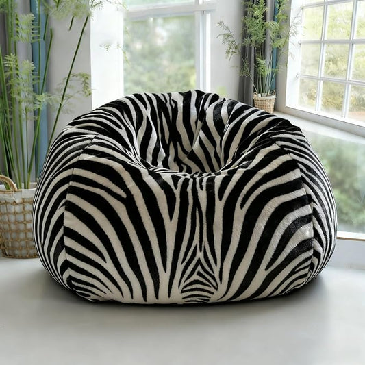 Bean Bag Chair (No Filler) Soft Faux Fur Stuffed Animal Bean Bag Storage Fluffy Plush Bean Bag Cover Washable for Adults and Kids Christmas Gfit(Zebra) by Unknown