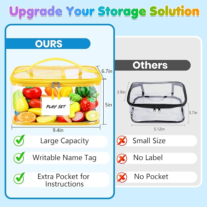 6-Pack Large Clear Toy Storage Bags Transparent Waterproof With Zippers & Labels Durable Reusable Organizer for Blocks,Puzzles & Games - Image 6
