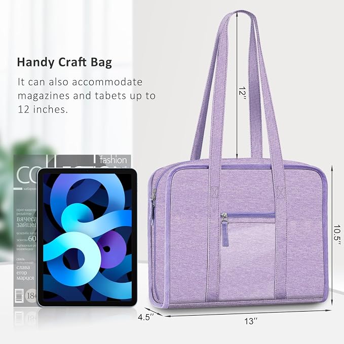 FINPAC Sewing and Craft Supplies Storage Tote Bag with Clear Pockets | Large Art Organizer Caddy Travel Packing Shoulder Bag for Knitting, Sewing Accessories - Image 6