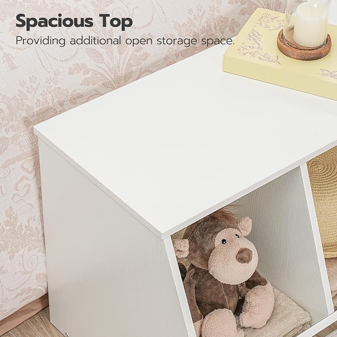 HOOBRO Toy Storage Cubby, Kids Bookshelf, Stackable 3-Bin Toy Storage Cabinet, Bookcase Footboard, Children's Toy Shelf, Hallway, White WT30CW01 - Image 6