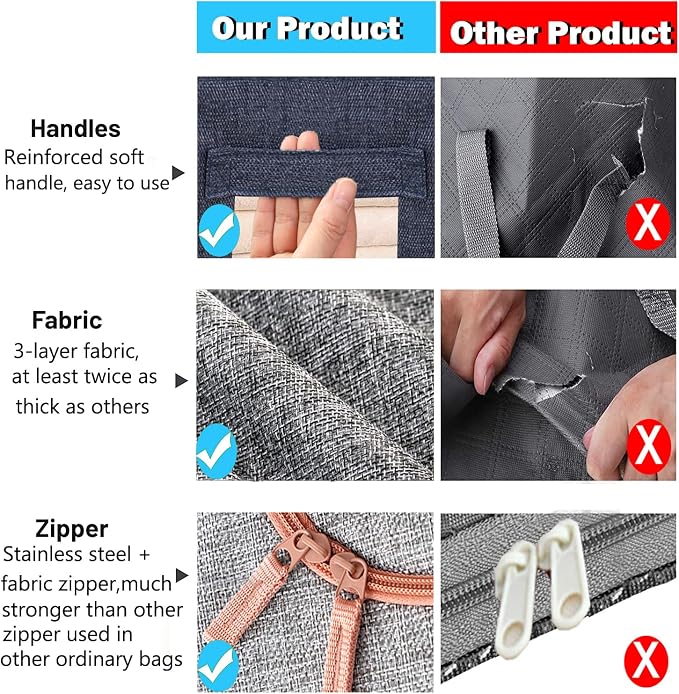 Linen Clothes Storage Bags, Sturdy Closet Organizers and Storage Bin with Hold Shape Metal Frame, 2 Opening Ways Fabric Visible Lidded Storage Box for Organizing Clothing,Bedding (2 Pack, 24L) - Image 3