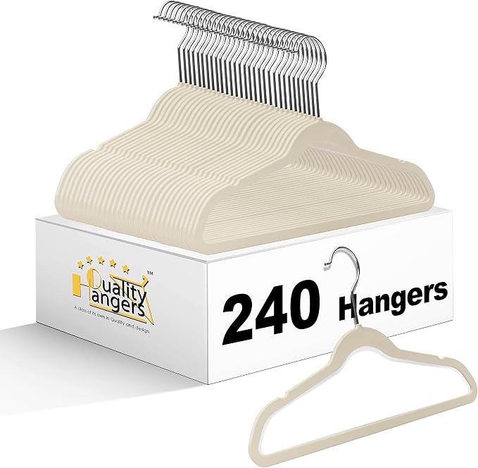 Quality Children's Plastic Non Velvet Non-Flocked Thin Compact Hangers Swivel Hook for Shirts Blouse Coats (Ivory, 240) by QualityHangers
