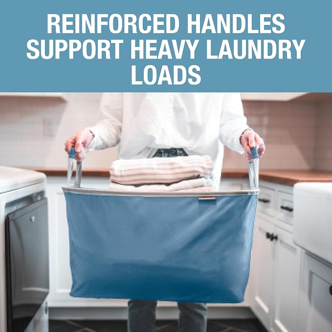 Collapsible Laundry Basket - Denim/Shadow Gray(2PK) | Clear Floor Space Between Laundry Days | Each Basket Holds 55 lb, Stays Upright While Loading, and Folds to 1.25 Inches - Image 4