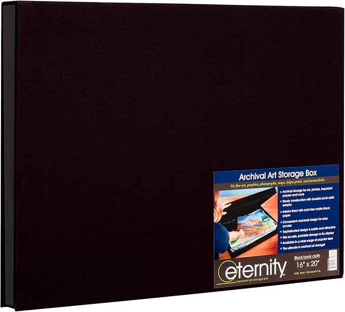 HG Art Concepts Eternity Archival Clamshell Photo Storage Box, Black - 16"x20" - For Storing Artwork, Photos & Documents, Deluxe Acid-Free, Sturdy & Lined With Archive-Quality Paper by HGArtConcepts