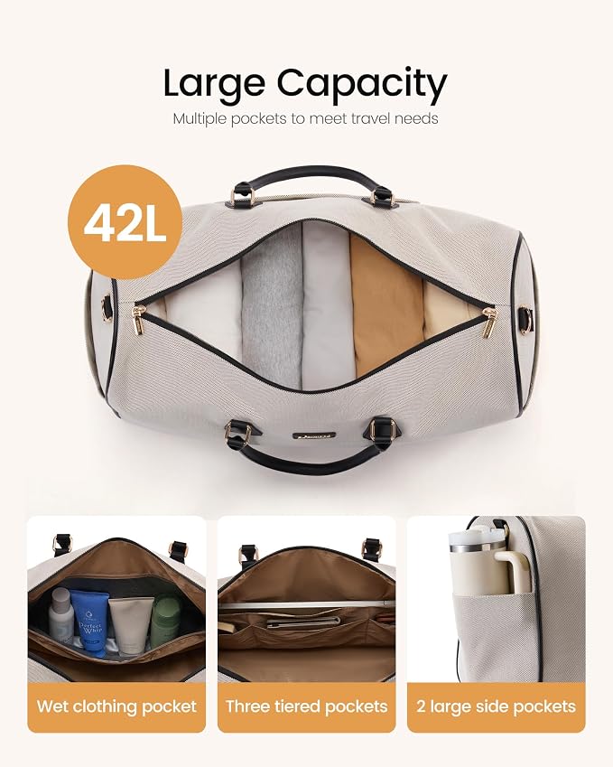 LOVEVOOK Garment Bags for Travel,3 in 1 Garment Duffle Bags with Shoe Pouch | Carry on Garment Bag,Hanging Suitcase,Suit,Dress,Business,Travel Bag,Weekender Bag - Image 5