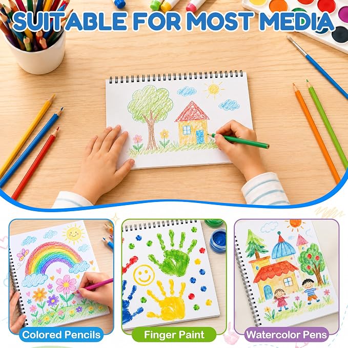 6 x 9 Inch Sketch Book, 24 Pack 40 Sheets Kids Drawing Paper Pad | Acid-free fade-resistant paper for kids coloring & doodling. Ideal art supplies (Left Side Spiral ) - Image 3