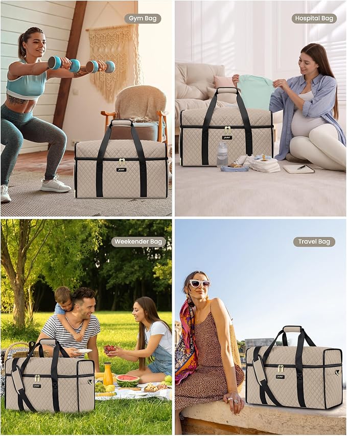 Weekender Travel Duffle Bag for Women: Overnight Bags with Shoe Compartment Carry on Bags for Airplanes with Toiletry Bag Weekend Yoga Gym Bag with Wet Pocket Nude Black - Image 7