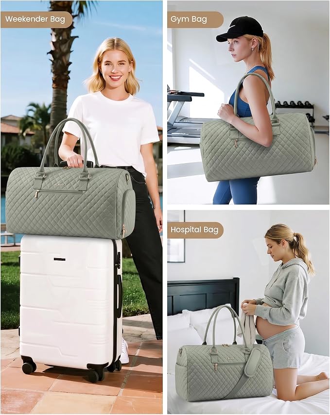 LOVEVOOK Travel Duffle Bag, Weekender Bag for Women with Toiletry Bag, Carry on Overnight Bag with Shoe Compartment, Gym Duffel Bag with Wet Pocket, Mommy Hospital Bags for Labor and Delivery - Image 3
