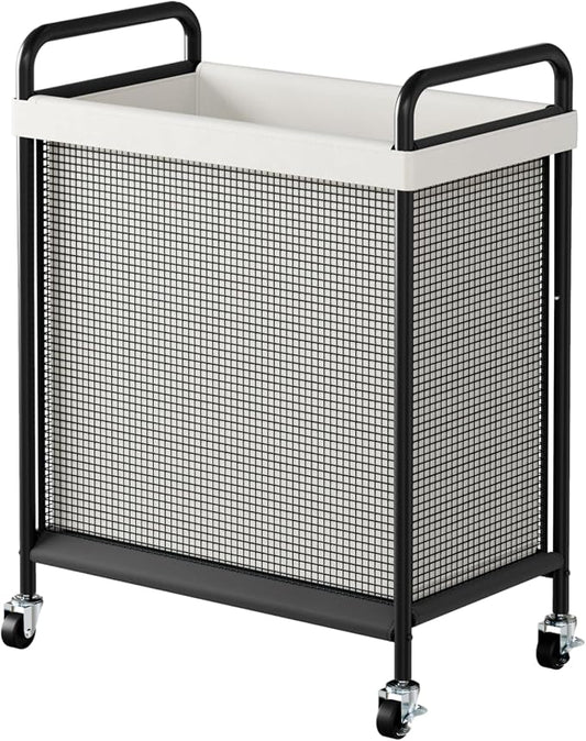 WOWLIVE Rolling Laundry Hamper with Wheels, 90L Laundry Basket | Laundry Sorter with Metal Handle and Removable Bag, Large Clothes Hamper for Laundry Room, Bathroom and Dorm, Beige by WOWLIVE