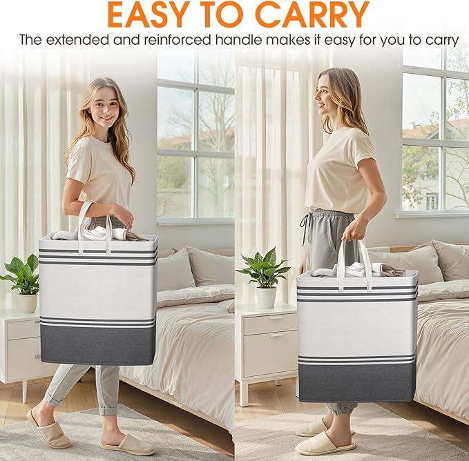 3 Pack Large Laundry Baskets, Laundry Hampers, Freestanding Waterproof Collapsible Clothes Bag with Extended & Reinforced Handles - Clothes Basket for Dorm, Bathroom, Home (100L) - Image 6