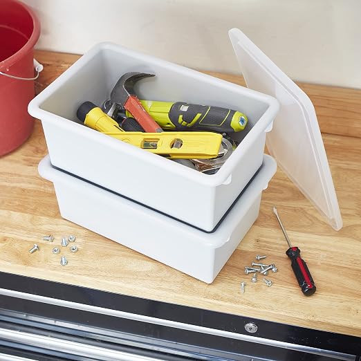ECR4Kids Cubby Storage Bin with Lid, Multipurpose Organization, Light Grey, 10-Piece | Durable plastic, GREENGUARD Gold Certified, 7 quart capacity, lightweight & nestable, easy-lift lids, classroom/home use - Image 7