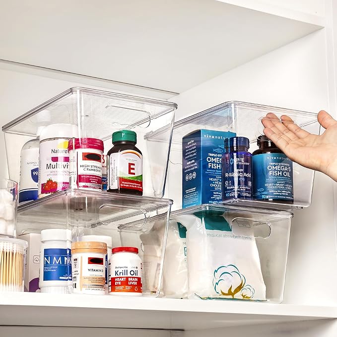 Vtopmart 8 Pack Clear Stackable Storage Bins with Lids and Handles, Large | BPA-free Plastic, Organize Vertically, For Pantry Kitchen Fridge Cabinet Closet Bathroom, Built to Last, Easy to Move - Image 5