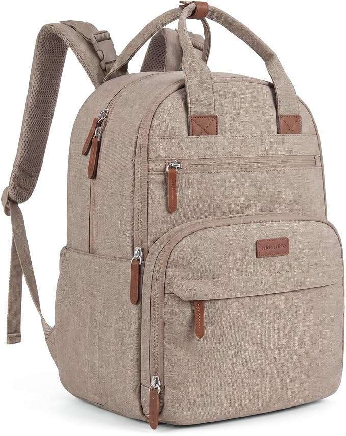 mommore Diaper Bag Backpack Multi-pocket Baby Bag with Changing Pad | Travel Essentials for Mom & Dad, Insulated Pockets & Stroller Straps, Newborn Maternity Bag & Registry Must-Haves, Brown by mommore
